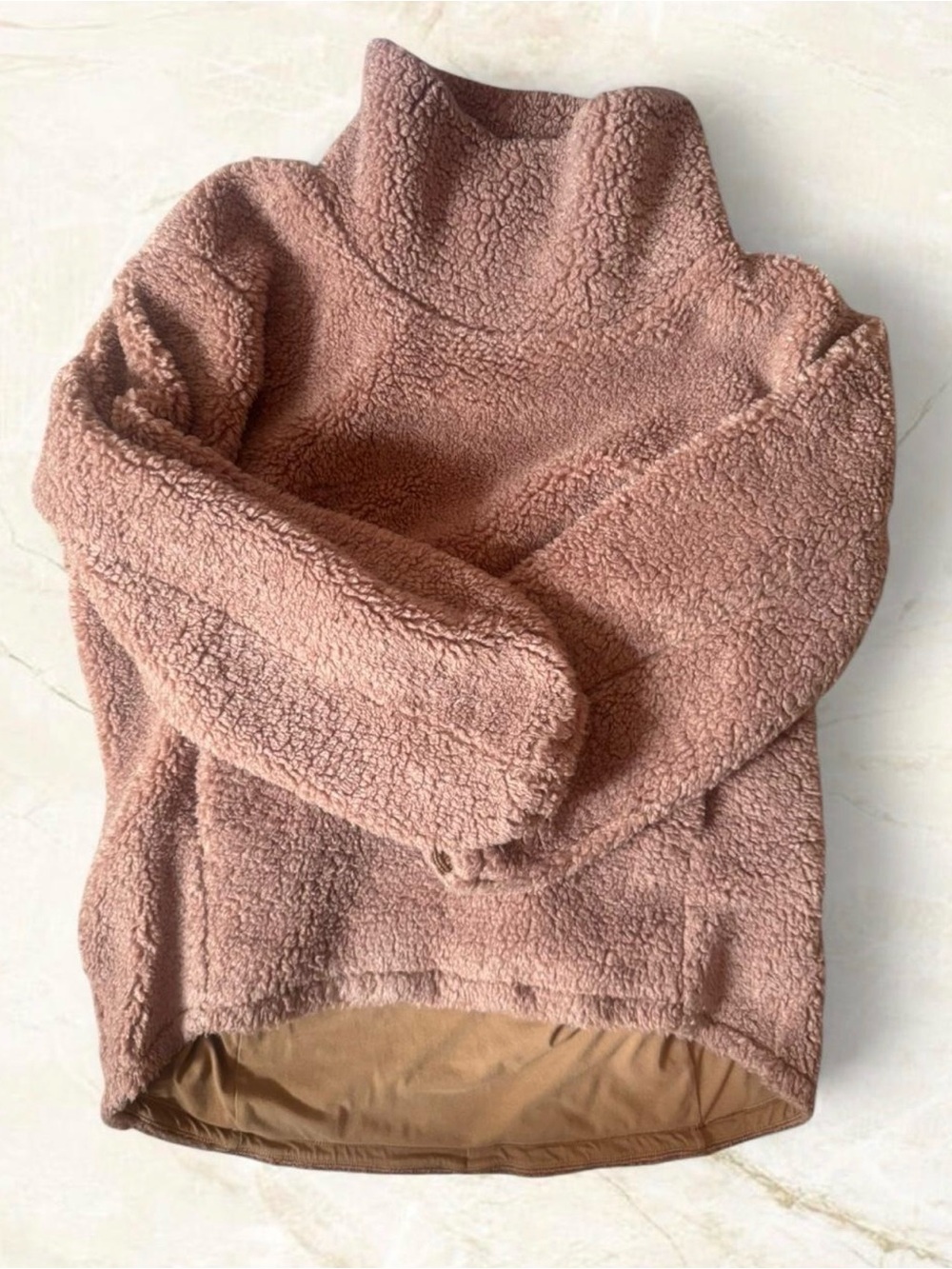 Lululemon Athletica Warmth Restore Sherpa Pullover Tan 8 Loungewear Lounge Brown